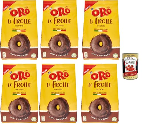 Oro Saiwa, Le Frolle Cacao, Italienische Mürbeteigkekse mit Kakao, biscuits 100 % Italienischer Weizen, 6x 300g + Italian Gourmet polpa 400g von Italian Gourmet E.R.