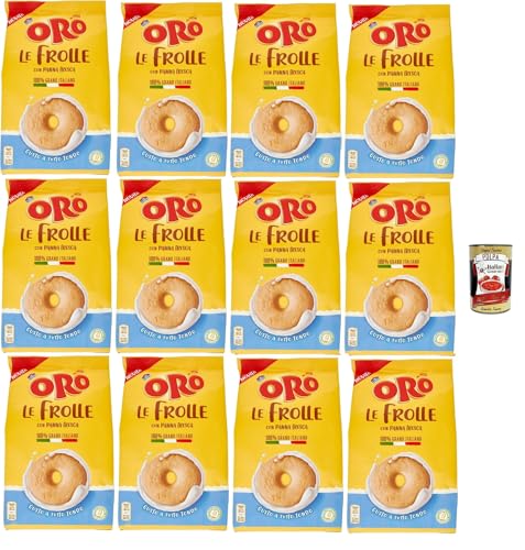 Oro Saiwa, Le Frolle con Panna Fresca- Italienische Mürbeteigkekse mit Sahnegeschmack,biscuits 100 % italienische Milch, 12x 350g + Italian Gourmet polpa 400g von Italian Gourmet E.R.