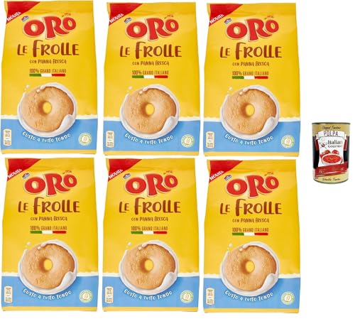 Oro Saiwa, Le Frolle con Panna Fresca- Italienische Mürbeteigkekse mit Sahnegeschmack,biscuits 100 % italienische Milch, 6x 350g + Italian Gourmet polpa 400g von Italian Gourmet E.R.