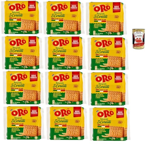 Oro Saiwa 5 Cereali, Vollkreidekekse mit Weizen, Reis, Gerste, Hafer und Roggen, Magnesiumquelle und voller Ballaststoffe, 100% italienischer Weizen, 12x 420 g + Italian Gourmet polpa 400g von Italian Gourmet E.R.