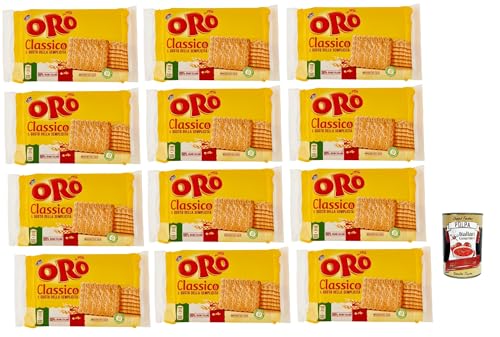 Oro Saiwa Biscotti Classici, Italienische klassische Kekse zum Frühstück, 100% italienischer Weizen, 12x 250 g + italian Gourmet polpa 400g von Italian Gourmet E.R.