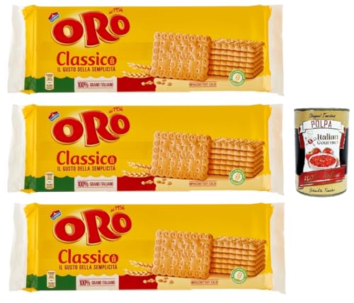 Oro Saiwa Biscotti Classici, Italienische klassische Kekse zum Frühstück, 100% italienischer Weizen, 3x 500 g + italian Gourmet polpa 400g von Italian Gourmet E.R.