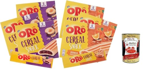 Oro Saiwa Cereal Snack Barretta, Getreidekeks mit Pflaumenfüllung und Orange 6x 162G [3 Packungen für den Geschmack] + Italian Gourmet polpa 400g von Italian Gourmet E.R.