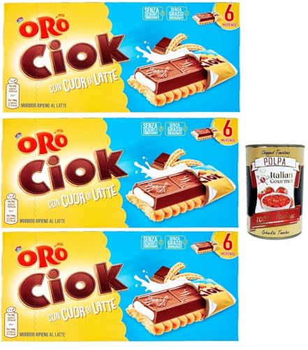 Oro Saiwa Ciok con Cuor di Latte, Keks riegel mit Schokoladentafel und weicher Milchfüllung 3x 120 g + Italian Gourmet polpa 400g von Italian Gourmet E.R.