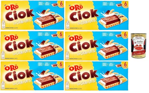 Oro Saiwa Ciok con Cuor di Latte, Keks riegel mit Schokoladentafel und weicher Milchfüllung 6x 120 g + Italian Gourmet polpa 400g von Italian Gourmet E.R.