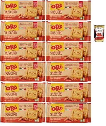 Oro Saiwa Cruscoro, kekse Kurzkurzbread mit rohem Rohrzucker und einem Tropfen Honig, 12x 400 g, cookies biscuits + Italian Gourmet polpa 400g von Italian Gourmet E.R.