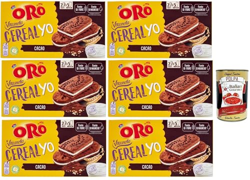 Oro Saiwa Vitasnella, Cereal Yo On Cacao, Müsli und mageres Kakaokekse mit weicher Joghurtfüllung, Faser- und Magnesiumquelle, 6x 253g (enthält 5 Einzelpotten von 50,6g) + Italian Gourmet polpa 400g von Italian Gourmet E.R.