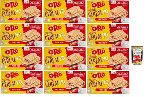 Oro Saiwa Vitasnella, Cereal Yo On Frutti Rossi e Yogurt, Kekse mit weicher Füllung von roten Früchten und Joghurt, Faser- und Magnesiumquelle, 12x 253g + Italian Gourmet polpa 400g von Italian Gourmet E.R.