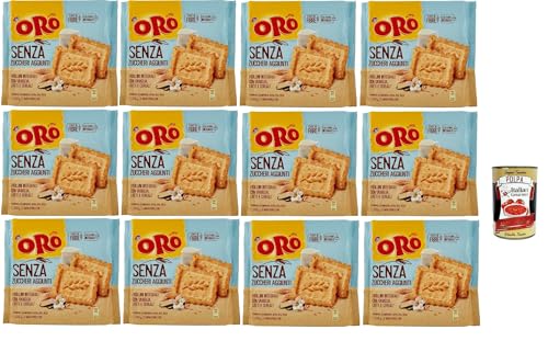 Oro Saiwa senza Zuccheri Aggiunti, Kekse ohne Zuckerzusatz, Vollkebekekuiten mit Vanille, Milch und Getreide, Faserquelle mit Vollkornmehl, 12x 300g, biscuits cookies + Italian Gourmet polpa 400g von Italian Gourmet E.R.