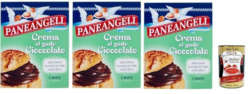 PANEANGELI Crema al gusto Cioccolato, Mischung Pulver Schokoladen geschmacks creme fur , Ideal zum Füllen von Kuchen, Torten, Krapfen, Puffs und Gebäck. 3x 172g + Italian Gourmet polpa 400g von Italian Gourmet E.R.