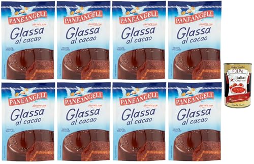 PANEANGELI Glassa al cacao, Kakaoglasur, Schokolade, gebrauchsfertig für Desserts, 8x 125 g + Italian Gourmet polpa 400g von Italian Gourmet E.R.