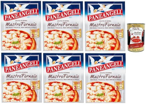 PANEANGELI Lievito di Birra Mastro Fornaio per Pizze, Focacce, Pani Speciali e Dolci, Brauhefe Hefe für süß und herzhaft, dehydrierte Hefe 100% Italienisches, 6x 21g + Italian Gourmet polpa 400g von Italian Gourmet E.R.