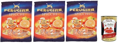 PERUGINA SPICCHI Caramelle al sapore di agrumi, Zitrusgewürzte Süßigkeiten italien lollies Bonbons Beutel 3x 200g + Italian Gourmet polpa 400g von Italian Gourmet E.R.