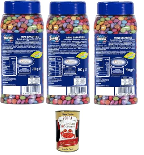 PROFESSIONAL SMARTIES Mini-Konfetti gefüllt mit Schokolade, 3x700-g-Glas+ Italian Gourmet polpa 400g von Italian Gourmet E.R.