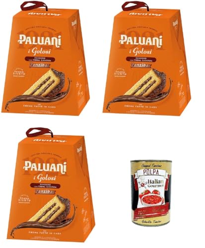 Paluani I Golosi Pandoro Zanzibar con crema Gianduia mit Gianduia-Creme 3x750gr + Italian Gourmet polpa 400g von Italian Gourmet E.R.