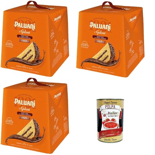 Paluani I Golosi Panettone Zanzibar con crema Gianduia mit Gianduia-Creme 3x750gr + Italian Gourmet polpa 400g von Italian Gourmet E.R.