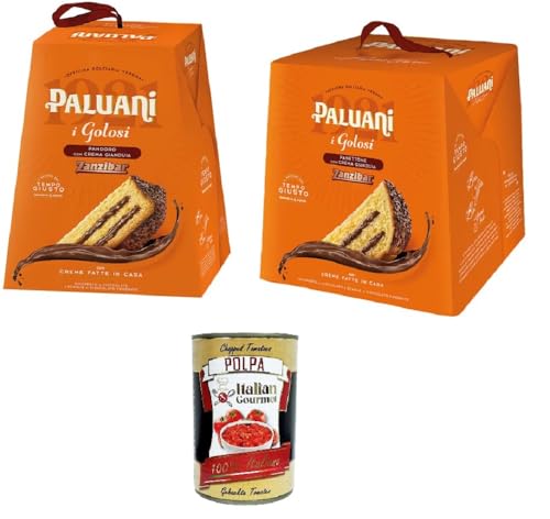 Paluani I Golosi Panettone & Pandoro Zanzibar con crema Gianduia mit Gianduia-Creme2x750gr + Italian Gourmet polpa 400g von Italian Gourmet E.R.