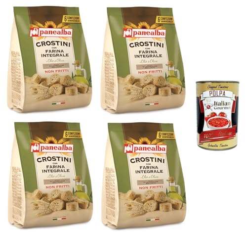 Panealba Crostini Integrali Multipack Vollkorn-Crostini 4x168gr + Italian Gourmet polpa 400g von Italian Gourmet E.R.