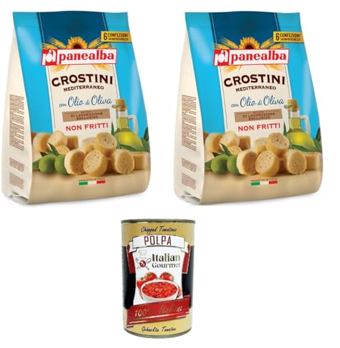 Panealba- Crostini Multipack Gusto Mediterraneo Mediterraner Geschmack 2x168gr + Italian Gourmet polpa 400g von Italian Gourmet E.R.