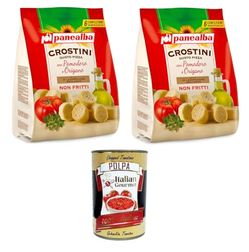 Panealba Crostini Multipack Gusto Pizza Mit Tomate und Oregano 2x168gr + Italian Gourmet polpa 400g von Italian Gourmet E.R.