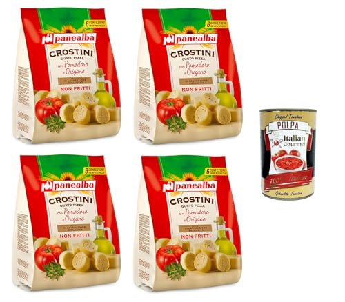 Panealba Crostini Multipack Gusto Pizza Mit Tomate und Oregano 4x168gr + Italian Gourmet polpa 400g von Italian Gourmet E.R.