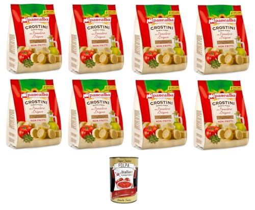 Panealba Crostini Multipack Gusto Pizza Mit Tomate und Oregano 8x168gr + Italian Gourmet polpa 400g von Italian Gourmet E.R.