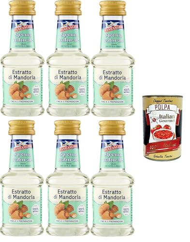 Paneangeli 100 % natürlicher Mandelextrakt, natürliches Lebensmittelaroma, ideal für Kuchen und Desserts, alkoholfrei, frei von Konservierungsstoffen,6x35 ml+ Italian Gourmet polpa 400g von Italian Gourmet E.R.