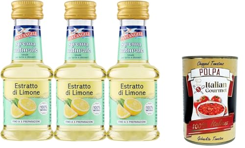 Paneangeli 100 % natürlicher Zitronenextrakt, natürliches Lebensmittelaroma, ideal für Kuchen und Desserts, alkoholfrei, frei von Konservierungsstoffen, 3x35 ml+ Italian Gourmet polpa 400g von Italian Gourmet E.R.