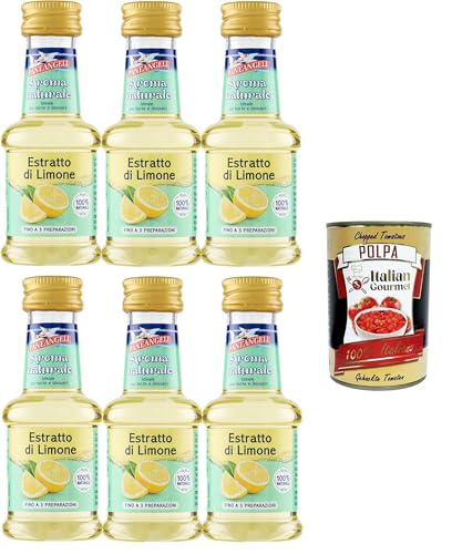 Paneangeli 100 % natürlicher Zitronenextrakt, natürliches Lebensmittelaroma, ideal für Kuchen und Desserts, alkoholfrei, frei von Konservierungsstoffen, 6x35 ml+ Italian Gourmet polpa 400g von Italian Gourmet E.R.