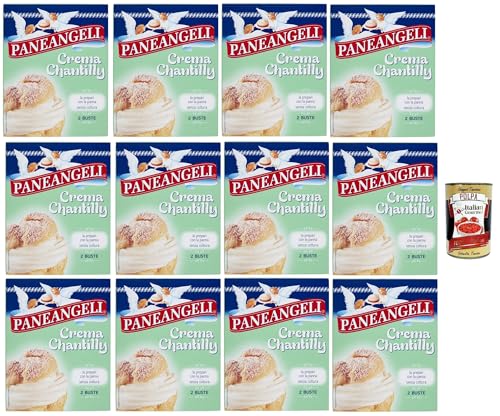 Paneangeli Crema chantilly creme Chantilly Creme Pulver -Mischung Pudding kuchen, mit einem zarten Vanillegeschmack 12x 80g + Italian Gourmet polpa 400g von Italian Gourmet E.R.