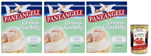 Paneangeli Crema chantilly creme Chantilly Creme Pulver -Mischung Pudding kuchen, mit einem zarten Vanillegeschmack 3x 80g + Italian Gourmet polpa 400g von Italian Gourmet E.R.