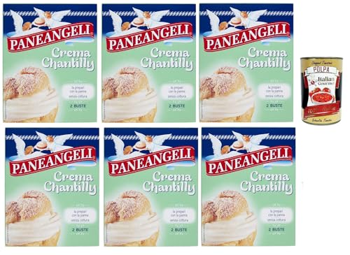 Paneangeli Crema chantilly creme Chantilly Creme Pulver -Mischung Pudding kuchen, mit einem zarten Vanillegeschmack 6x 80g + Italian Gourmet polpa 400g von Italian Gourmet E.R.