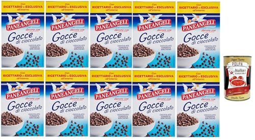 Paneangeli - Gocce Di Cioccolato Fondente, 50% Cacao, Dunkle Schokoladenstückchen für Kuchen, Desserts und Süßigkeiten 50% Kakao,10x 125 g + Italian Gourmet polpa 400g von Italian Gourmet E.R.