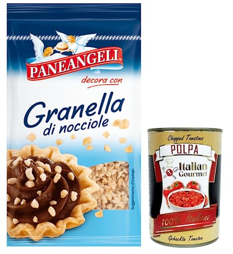 Paneangeli Granella di Nocciole,Haselnusskorn,gebrauchsfertige Haselnüsse zum Anreichern und Dekorieren von Desserts 50g + Italian Gourmet Polpa di Pomodoro 400g Dose von Italian Gourmet E.R.