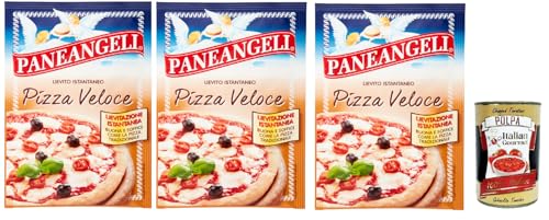 Paneangeli Lievito Istantaneo Pizza Veloce, Schnelle sofortige Hefe, istant hefe Mischung 3x 26g mit dehydrierter Bierhefe + Italian Gourmet polpa 400g von Italian Gourmet E.R.