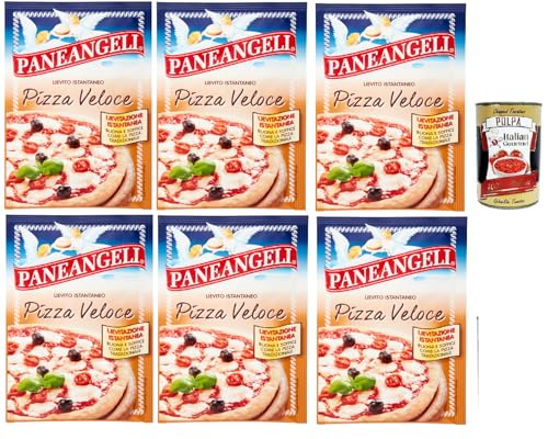 Paneangeli Lievito Istantaneo Pizza Veloce, Schnelle sofortige Hefe, istant hefe Mischung 6x 26g mit dehydrierter Bierhefe + Italian Gourmet polpa 400g von Italian Gourmet E.R.