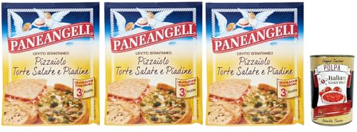 Paneangeli Lievito Pizzaiolo Torte Salate e Piadine istant hefe Mischung, Sofortige Hefe für herzhafte Kuchen und Piadine 3x 145 g + Italian Gourmet polpa 400g von Italian Gourmet E.R.