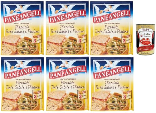 Paneangeli Lievito Pizzaiolo Torte Salate e Piadine istant hefe Mischung, Sofortige Hefe für herzhafte Kuchen und Piadine 6x 145 g + Italian Gourmet polpa 400g von Italian Gourmet E.R.