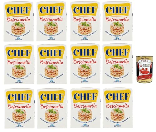 Parmalat Chef Besciamella Klassisches Bechamel Sauce zum Kochen 12x 200ml natürliche Zutaten bereit zum Kochen + Italian Gourmet polpa 400g von Italian Gourmet E.R.