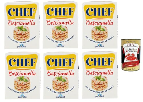 Parmalat Chef Besciamella Klassisches Bechamel Sauce zum Kochen 6x 200ml natürliche Zutaten bereit zum Kochen + Italian Gourmet polpa 400g von Italian Gourmet E.R.