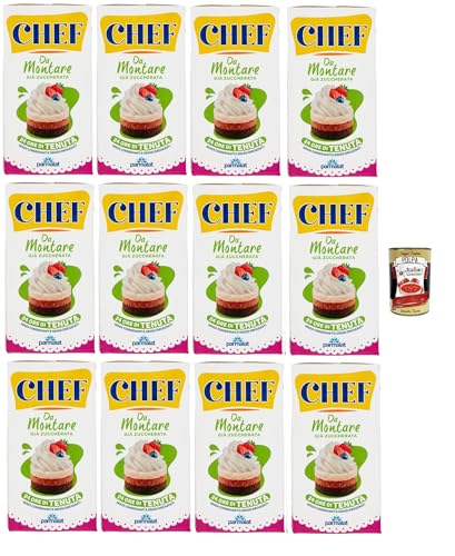 Parmalat Chef Da Montare già zuccherata Gebäckprodukt schon gesüßt Sahne für Desserts 12x 500ml, ohne hydrierte Fette, glutenfrei + Italian Gourmet polpa 400g von Italian Gourmet E.R.