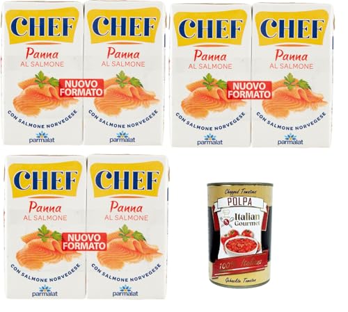 Parmalat Panna Chef al Salmone Sahne Kochcreme creme mit Lachs, double cream with salmon, 3x (2x125ml) + Italian Gourmet polpa 400g von Italian Gourmet E.R.