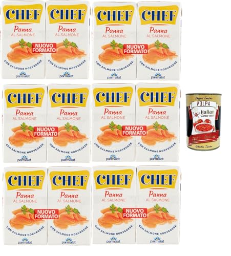 Parmalat Panna Chef al Salmone Sahne Kochcreme creme mit Lachs, double cream with salmon, 6x (2x125ml) + Italian Gourmet polpa 400g von Italian Gourmet E.R.