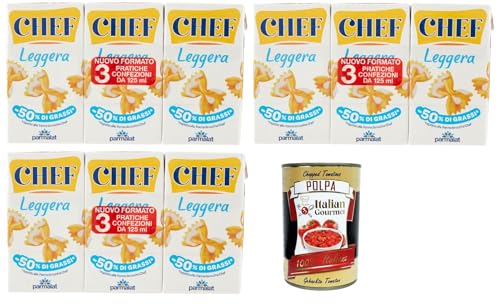 Parmalat Panna chef Leggera Sahne Kochcreme creme light Licht, double cream light 3x (3x 125 ml) + Italian Gourmet polpa 400g von Italian Gourmet E.R.