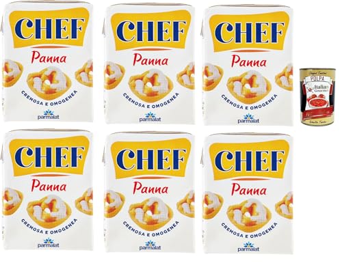 Parmalat Panna chef Sahne per cucinare Kochcreme creme fur Koch, double cream for cooking 6x 200ml + Italian Gourmet polpa 400g von Italian Gourmet E.R.