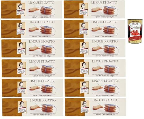 Pasticceria Matilde Vicenzi Lingue di gatto riegel Butterplätzchen cookies kekse italien snack 12x 100g + Itlaian Gourmet polpa 400g von Italian Gourmet E.R.