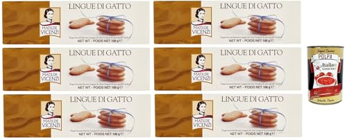 Pasticceria Matilde Vicenzi Lingue di gatto riegel Butterplätzchen cookies kekse italien snack 6x 100g + Itlaian Gourmet polpa 400g von Italian Gourmet E.R.