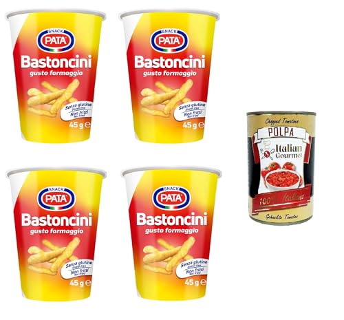 Pata Bastoncini Gusto Formaggio Sticks mit Käsegeschmack 4x 45gr + Italian Gourmet Polpa 400g von Italian Gourmet E.R.