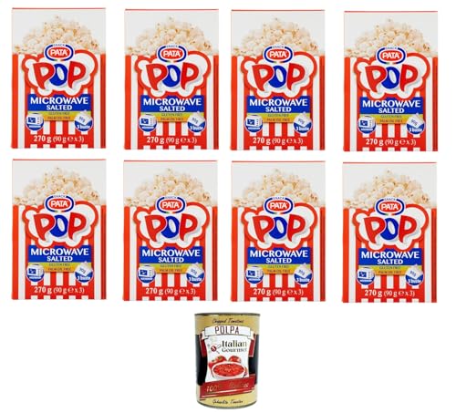 Pata Snack- Popcorn gesalzen Mikrowelle 8x270gr Packung mit 3 Beuteln à 90 g + Italian Gourmet polpa 400g von Italian Gourmet E.R.