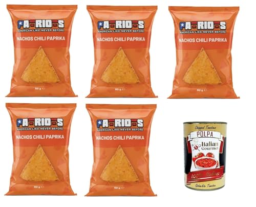 Patriots Nachos Chili Paprika, Paprika-Nachos 5x60gr + Italian Gourmet polpa 400g von Italian Gourmet E.R.